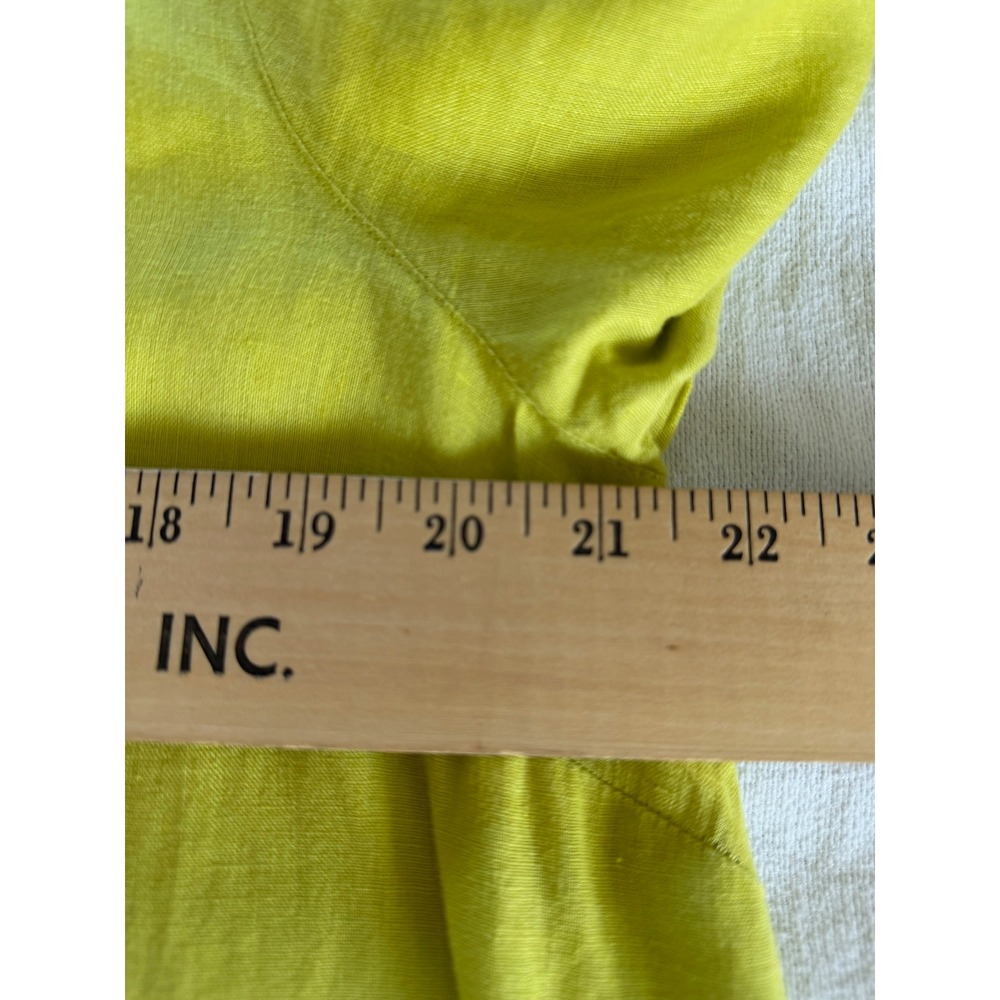 J. Jill Love Linen Chartreuse Green Long Sleeve Button Down Shirt Womens Medium - Picture 4 of 8